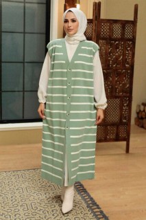 Outwear - Mint Hijab Knitwear Vest 100344900 - Turkey