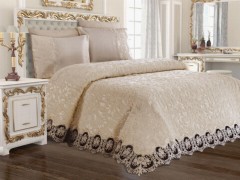 Bedding - French Guipure Dowry Blanket Set Karina Cappucino 100259122 - Turkey