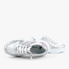 Genuine Leather Silver Pink Girls' Thick Sole Zippered Sneakers 100278867