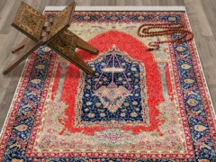 Prayer Rug - Sajjade - سجادة صلاة مخملية من إيرفا أزرق كحلي وأحمر 100260384 - Turkey