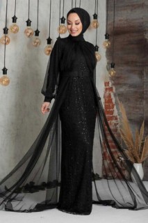 Evening & Party Dresses - Black Hijab Evening Dress 100335953 - Turkey