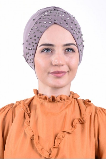 Woman Bonnet & Hijab - Pearl Pool Cap Mink 100284951 - Turkey