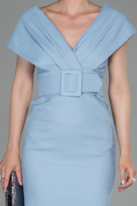 Evening Dress Midi Short Sleeve Self Belt Invitation Dress 100296665