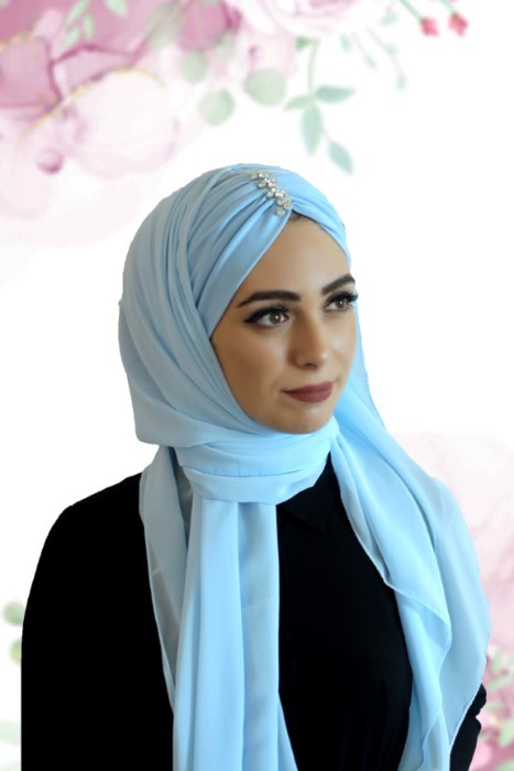 Ready to wear Hijab-Shawl - Bleu bébé - Code: 62-03 - Turkey