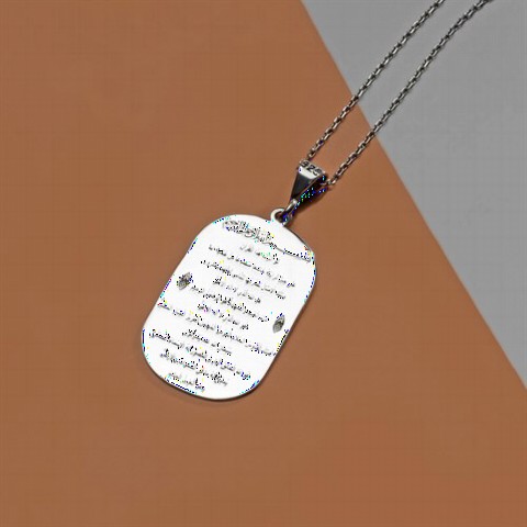 Others - Surah Hashr 21-22-23-24 Verse Embroidered Silver Necklace 100350120 - Turkey