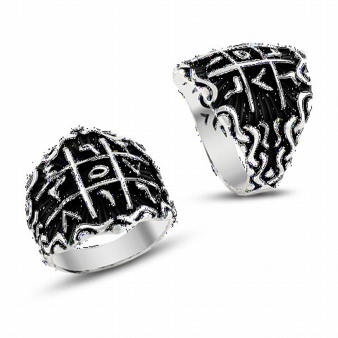 mix - Ebced Calculus Patterned Sports Patterned Silver Men's Ring 100348723 - Turkey