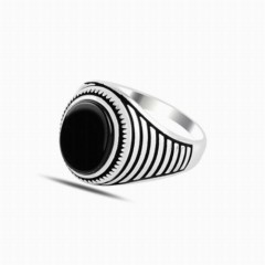 Black Onyx Stone Sterling Silver Ring 100347859