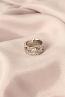 jewelry - Silver Color Metal Stone Model Adjustable Women's Ring 100319447 - Turkey