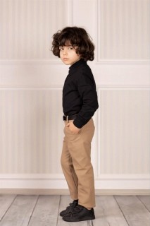 Boy's Shirt, Pants and Belt Beige Bottom and Top Suit 100328363
