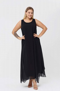 Large Size Women's Casual Cut Chiffon Evening Dress Black 100276020