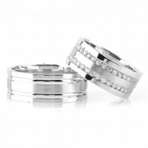 Wedding Ring - خاتم الزواج الفضي بحزام صفين 100347909 - Turkey