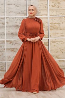 Evening & Party Dresses - Terrakotta Hijab Abendkleid 100336360 - Turkey