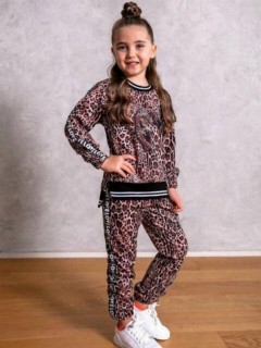 Girl Clothing - Girl Leopard Brown Tracksuit 100326707 - Turkey