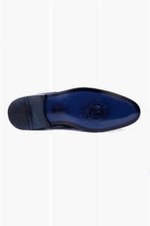 Men's Navy Blue Neolite Casual Tasseled Pearlescent Analin Leather Shoes 100350569