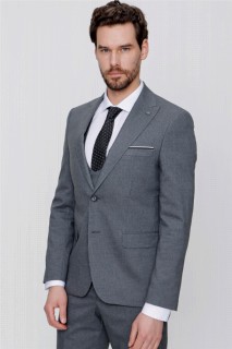 Men's Anthracite Burgaz Striped Vest Slim Fit Slim Fit 6 Drop Suit 100351277