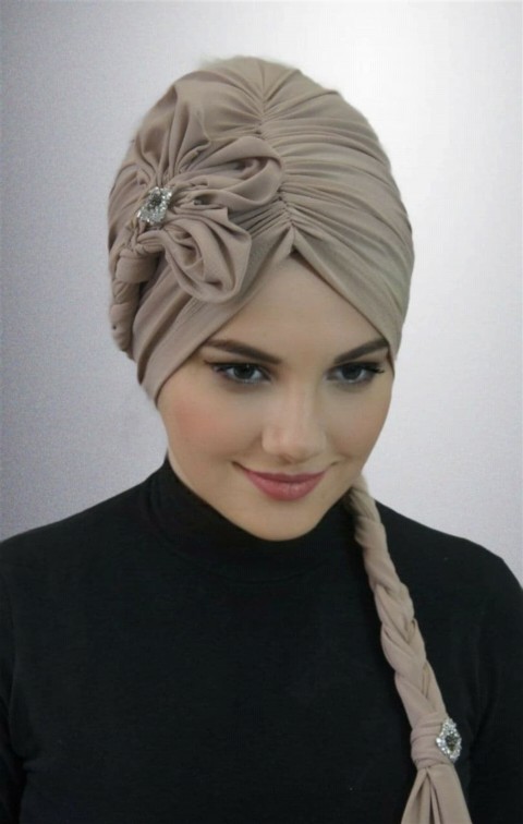 Evening Model - Floral Braided Bonnet Colored 100283158 - Turkey