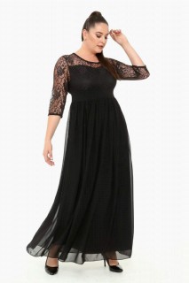 Plus Size Long Evening Dress Black 100276119