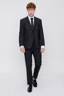 Men Clothing - Men's Black Straight Dynamic Fit Comfortable Cut 4 Drop Suit 100350699 - Turkey