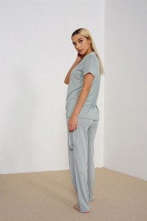 Women's Short Sleeve Front Buttoned Pajamas Set 100342502