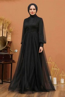 Wedding & Evening - Black Hijab Evening Dress 100336519 - Turkey
