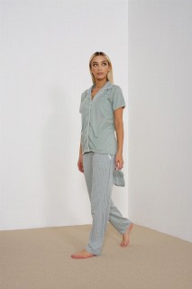 Women's Short Sleeve Front Buttoned Pajamas Set 100342502