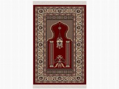 Prayer Rug - Sajjade - Safa Velvet Prayer Rug Claret Red 100260455 - Turkey
