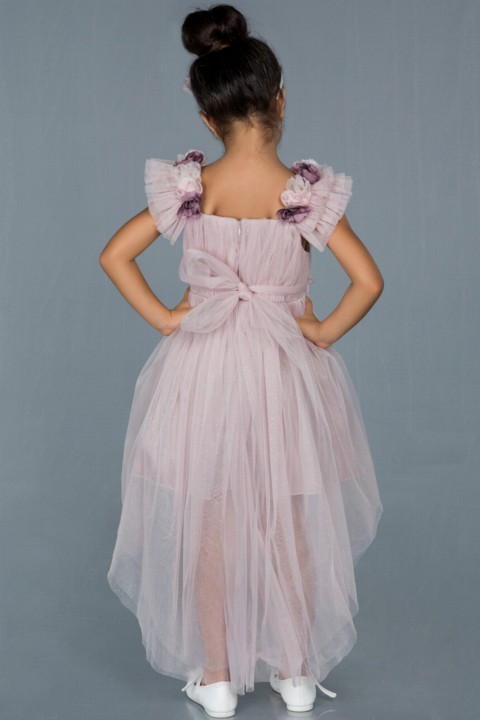 Evening Dress With Floral Belt Short Front Long Back Long Glittery Kids Evening Dress 100297438