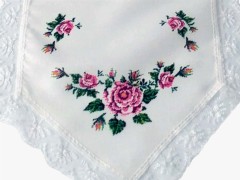Table Runner - Cross-stitch Printed Guipure Runner Pink 100258168 - Turkey