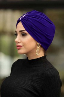 Shawl - Sax Blue Hijab Cap Châle 100335548 - Turkey