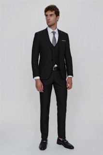 Men's Black Rabat Vest Jacquard Slim Fit Slim Fit 6 Drop Suit 100350998