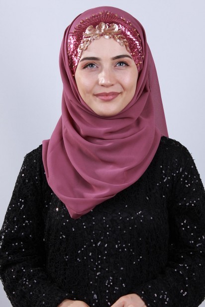 Ready to wear Hijab-Shawl - Design Princesse Châle Rose Séchée - Turkey