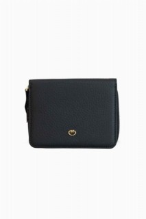 Bags - Portefeuille pour femme en cuir véritable noir mat 100346262 - Turkey
