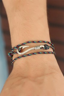 Line Patterned Metal Hook Men's Bracelet 100318426