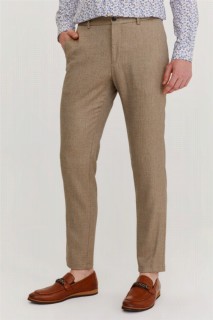 pants - Men's Beige Fernando Slim Fit Side Pocket Fabric Trousers 100352606 - Turkey