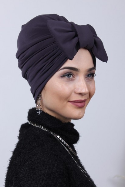 Woman Bonnet & Hijab - Bonnet Bidirectionnel avec Noeud Rempli Fumé - Turkey