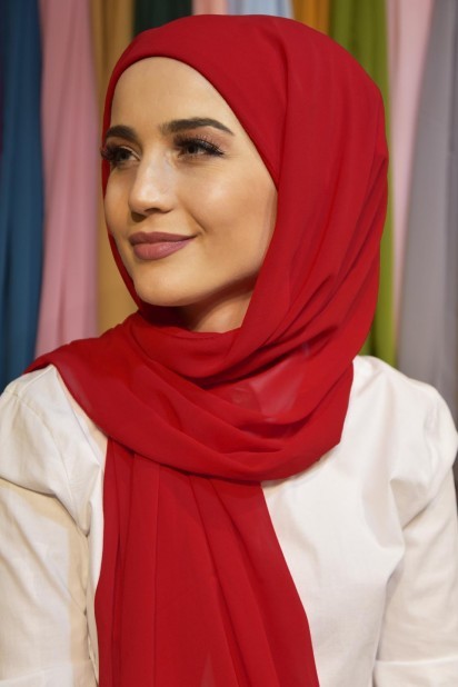 Woman Bonnet & Hijab - شال بونيه عملي جاهز احمر - Turkey