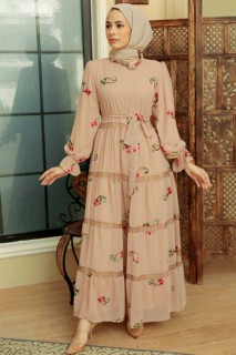 Woman Clothing - Mink Hijab Dress 100341697 - Turkey