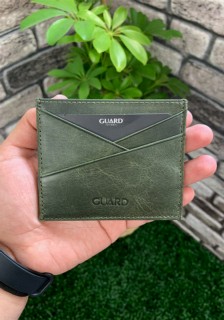 Leather - Guard Antique Green Genuine Leather Card Holder 100346104 - Turkey