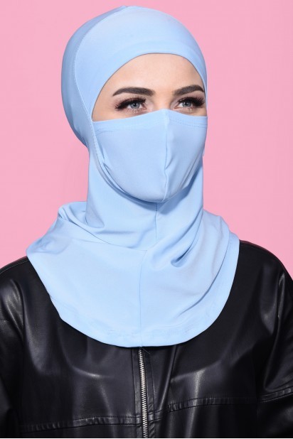 Ready to wear Hijab-Shawl - Hijab Sport Masqué Bleu Bébé - Turkey