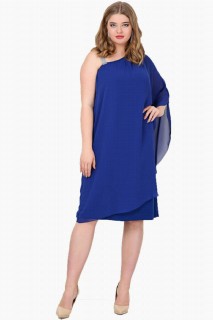 Short evening dress - Plus Size Chiffon One Sided Strap Dress 100276114 - Turkey