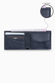Coin Purse Navy Blue Genuine Leather Horizontal Men's Wallet 100346303