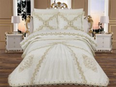 Dowry Bed Sets - Raks French Guipure 6 Piece Blanket Set Cream 100330345 - Turkey