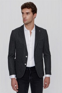 Jacket - Men's Black Roza Knitted Slim Fit Slim Fit Bag Pocket Jacket 100350942 - Turkey