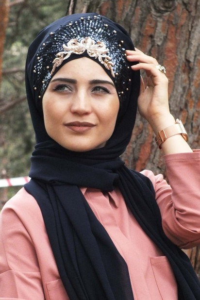 Woman Hijab & Scarf - Design Princess Shawl Navy 100282898 - Turkey
