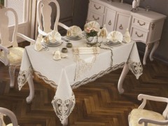Rectangle Table Cover - French Guipure Bud Table Cloth Cream 100329439 - Turkey