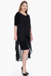 Plus Size Chiffon Midi Dress Black 100276000