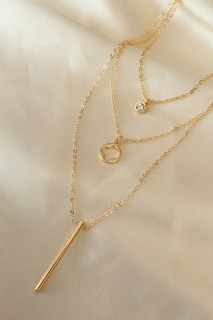 Necklaces - Clover Figured Zircon Stone Detail Multiple Necklace 100320125 - Turkey