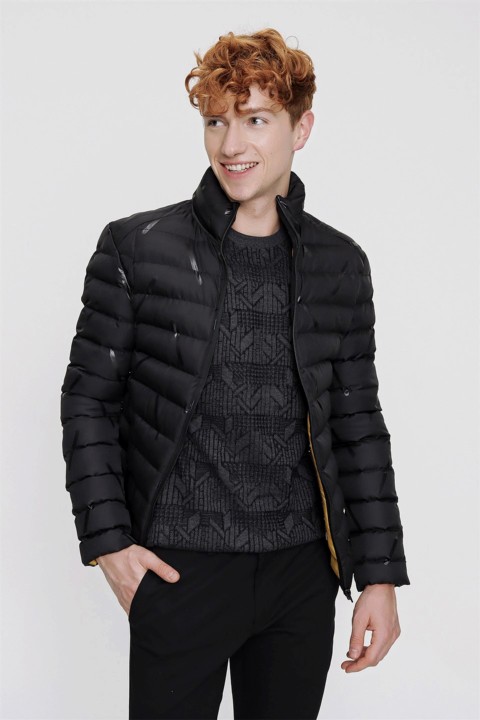 Men's Black Dynamic Fit Casual Fit Montreal Quilted Coat 100350634