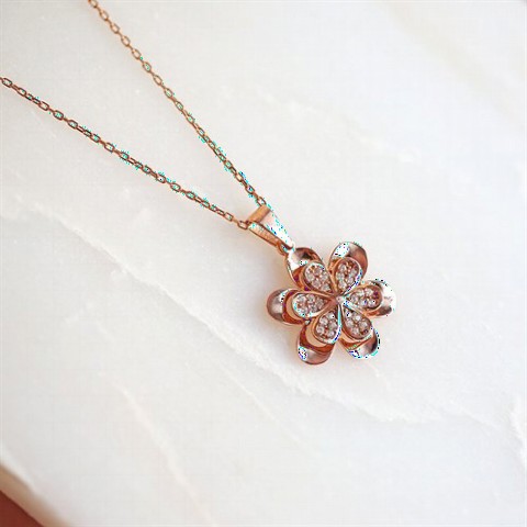 Stone Flower Women's Silver Necklace 100347381