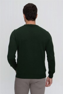 Men's Green Cycling Crew Neck Dynamic Fit Comfortable Cut Knit Pattern Knitwear Sweater 100345134